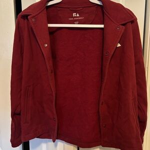 Lightweight Red Jacket with Lapel Collar and Relaxed Fit